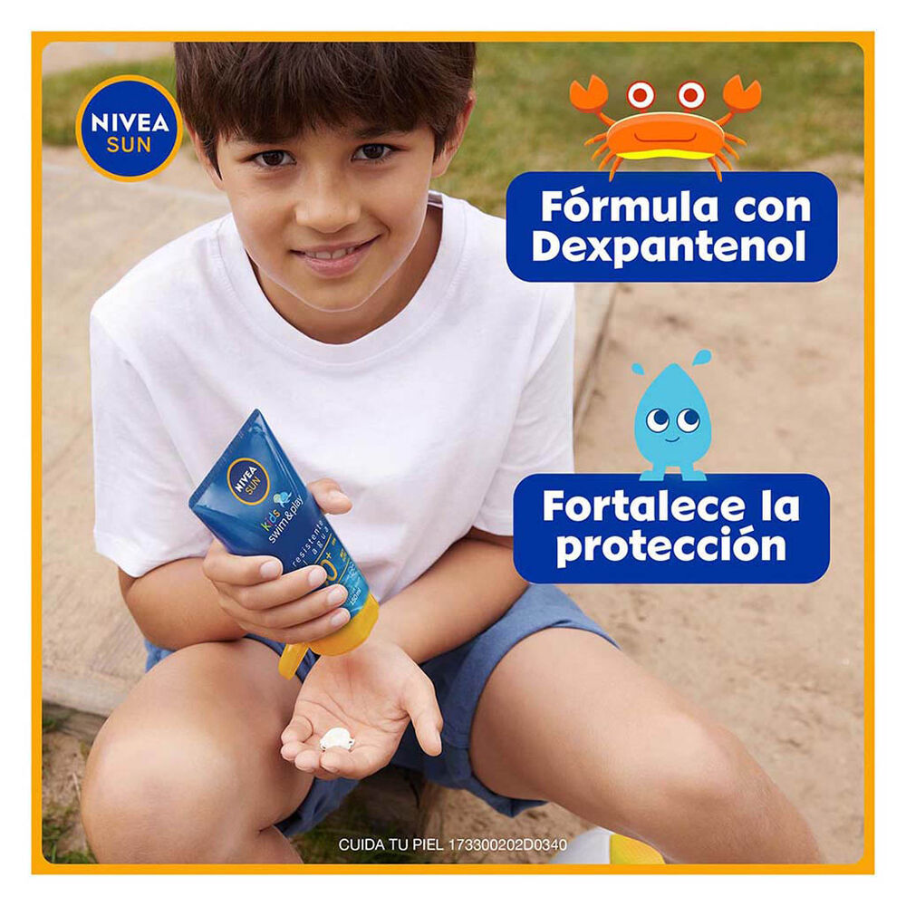 Nivea Sun Protector Solar Loción Para Niños Fps 50+ Swim & Play, 150ml image number 2