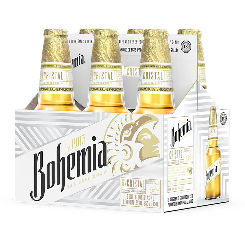 Cerveza Bohemia Cristal Botella 6 Pack 355ml image number 0