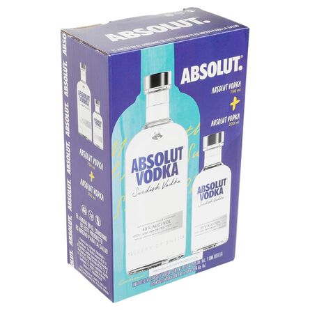 Pack Vodka Absolut Blue 750ml + Absolut Blue 200ml image number 1