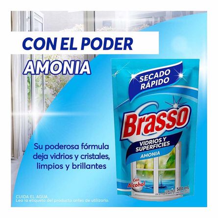 Brasso® Limpiador Líquido para Vidrios y Superficies Amonia Repuesto 500 ml image number 2