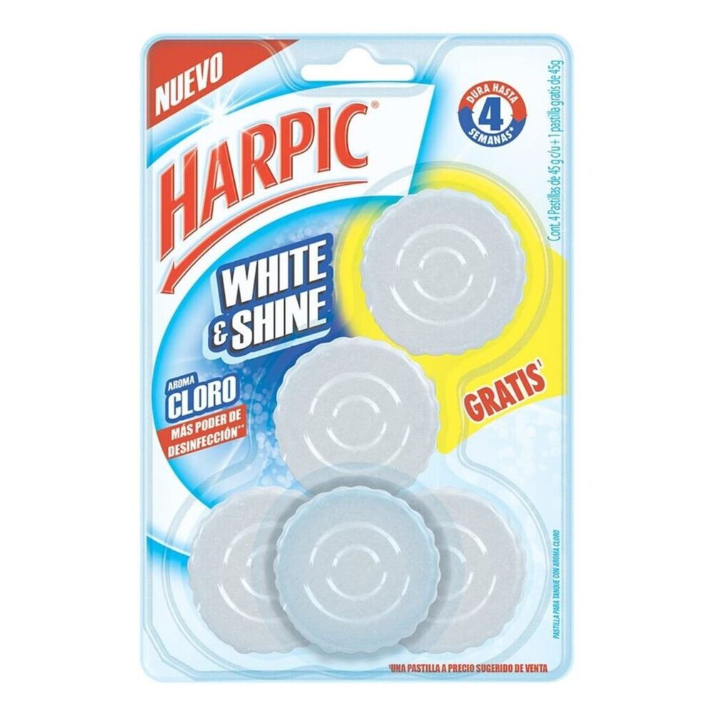 Pastillas para Baño Harpic Limpieza Cloro 1 paquete con 4 pzas image number 0