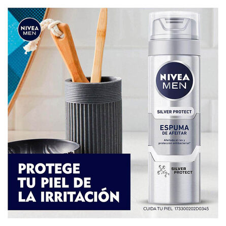 Espuma para Afeitar Nivea Men Silver Protect Antibacterial 200 ml image number 1