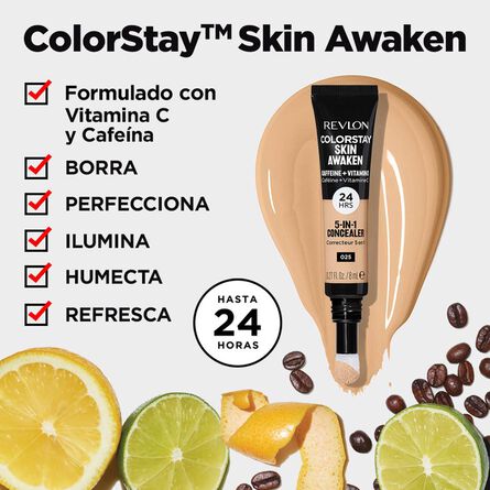 Corrector ColorStay Skin Awaken 5-in-1 Concealer Tono 005 Fair Revlon 8 ml image number 3