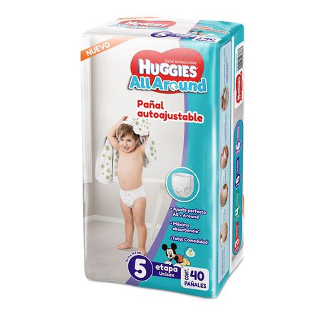 Pañal para Bebé Huggies All Around Unisex, Etapa 5 con 40 Piezas image number 1