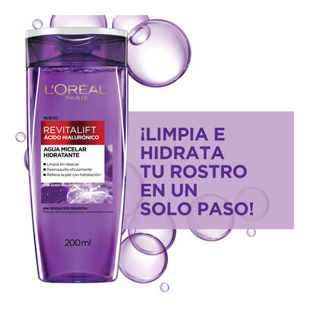 Agua Micelar Hidratante L’Oréal Revitalift Ácido Hialurónico 200 ml image number 3