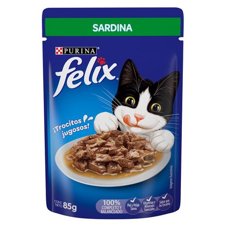 Purina Felix Sardinas Alimento Húmedo para gatos adultos, pouch de 85g