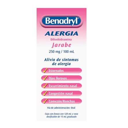 Benadryl Antialérgico 0.25gr Jarabe 120 ml image number 2