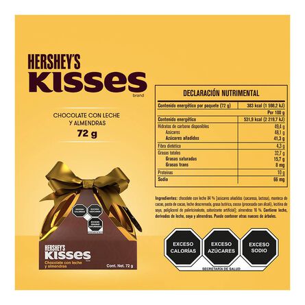 Chocolate Leche y Almendras Caja Regalo Kisses Hershey's 72 g image number 2
