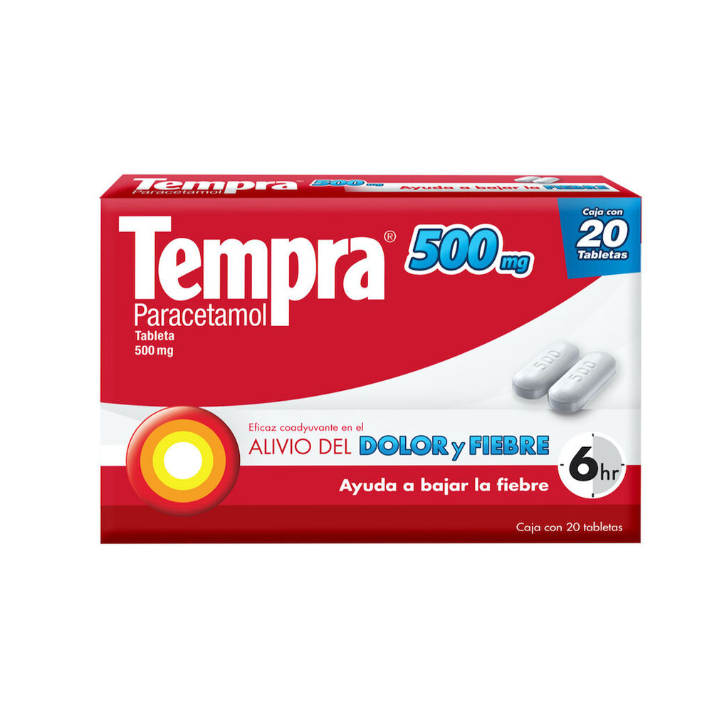 Tempra 500 mg 20 tabletas image number 0