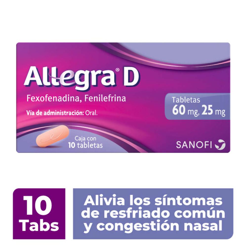 Allegra-D 60/25mg, 10 Tabletas image number 1