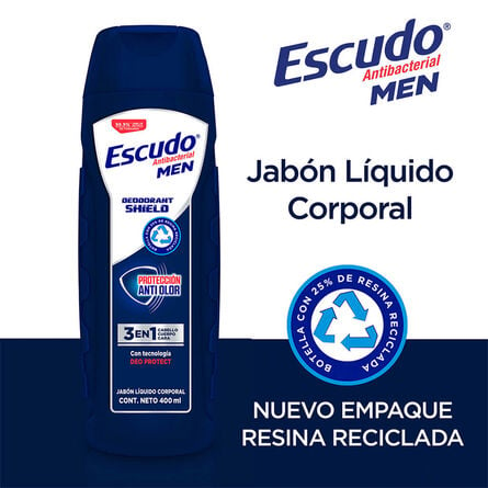 Jabón Líquido Corporal Escudo Antibacterial For Men, 400 ml image number 1