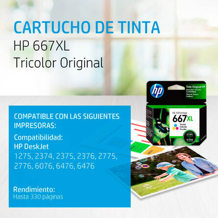 Cartucho HP 667XL 3YM80AL TriColor image number 1