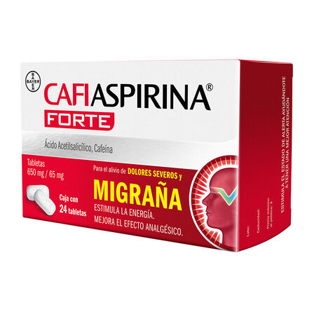 Cafiaspirina Forte Acido Acetilsalicílico 650 mg Cafeína 56 mg 24 Tabletas image number 4