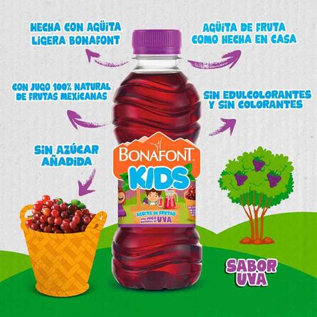 Agua Bonafont Kids con Jugo Natural sabor Uva 6 Pack PET 300 ml image number 1