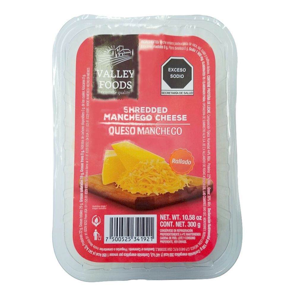 Queso Manchego Valley Foods Rallado 300 gr image number 0