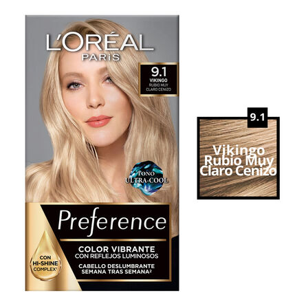 Tinte Preference de L'Oréal Paris 9.1 Vikingo Rubio Muy Claro Cenizo image number 1