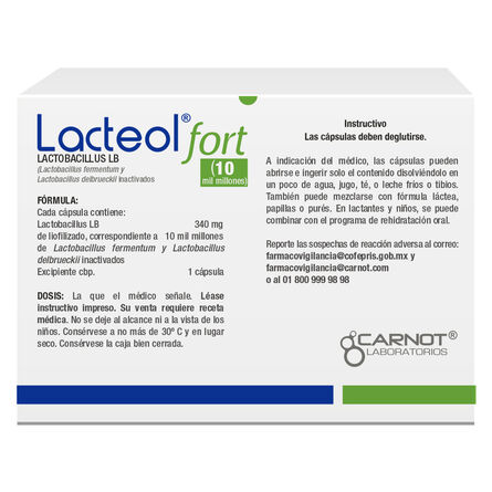 Lacteol Fort 10 Mil Oral 28 Cápsulas image number 3