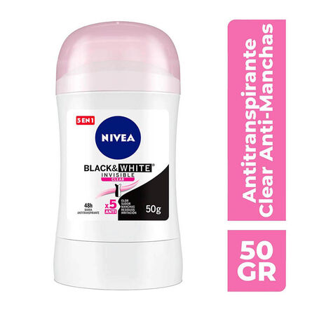 Desodorante Antimanchas Nivea Black & White Invisible Clear Stick 50 g image number 1