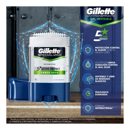 Antitranspirante Gillette Gel Power Rush 82 g image number 1