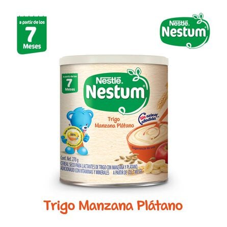 Cereal Infantil Nestlé Nestum Etapa 2 Trigo con Manzana y Plátano Lata 270g image number 1