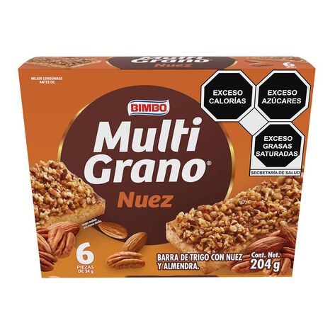 Barras de Cereal Bimbo Multigrano Nuez 6 Piezas 204 g