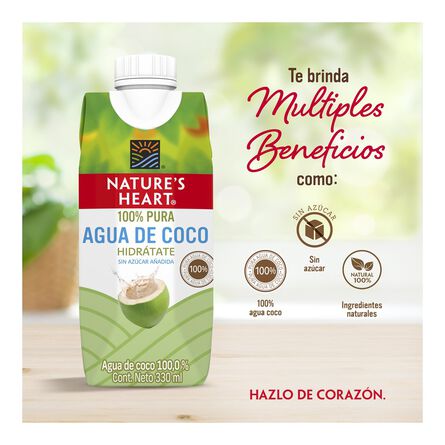 Agua de Coco Nature's Heart 100% Natural 330 ml image number 4