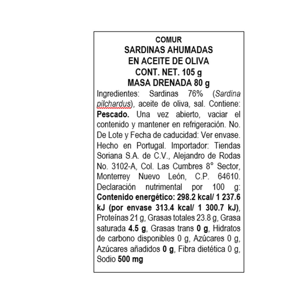 Filetes De Sardina Ahumada En Aceite De Oliva Comur 105 Gr image number 1