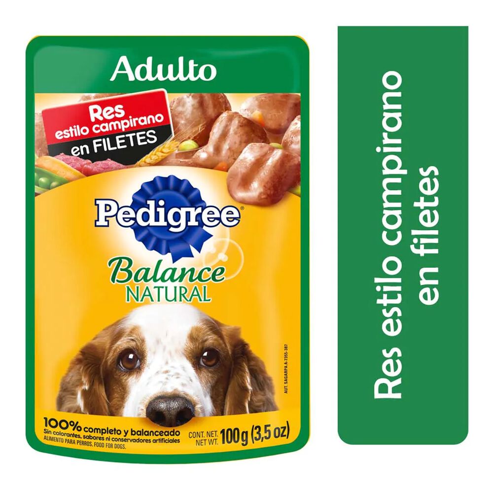 Alimento para perro adulto Pedigree Balance Natural res Estilo Campirano en filetes 100 g image number 0