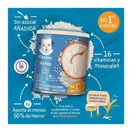 Cereal Infantil Gerber Para Lactantes Arroz 270g image number 4
