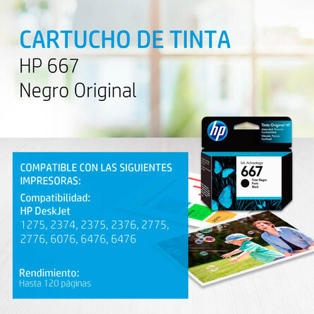 Cartucho HP 667 3YM79AL Negro image number 4