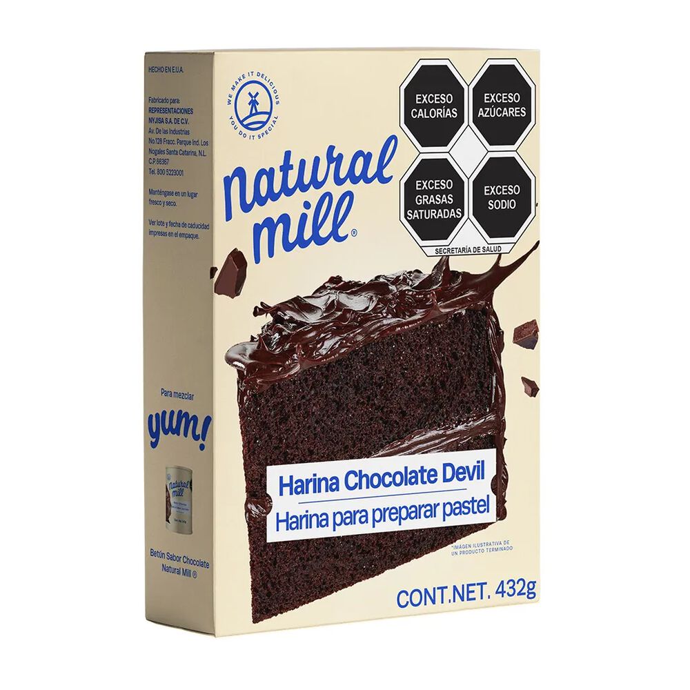 Harina para preparar pastel Natural Mill sabor chocolate devil 432 g image number 0