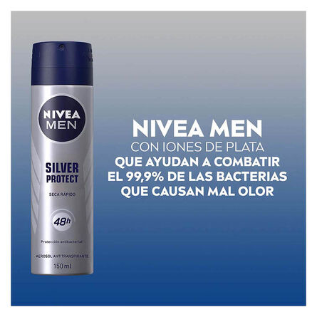 Desodorante Antitranspirante Nivea Men Silver Protect Spray 150 ml image number 4