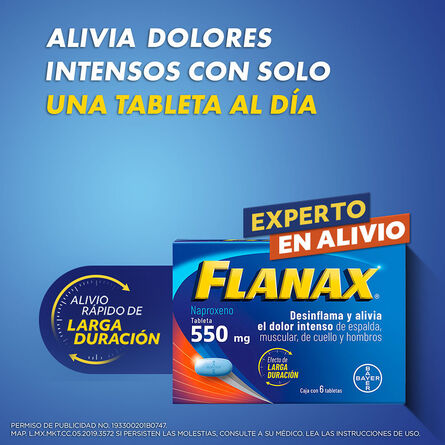 Flanax Desinflama y Alivia El Dolor Del Día a Día 550 mg 6 tabletas image number 3
