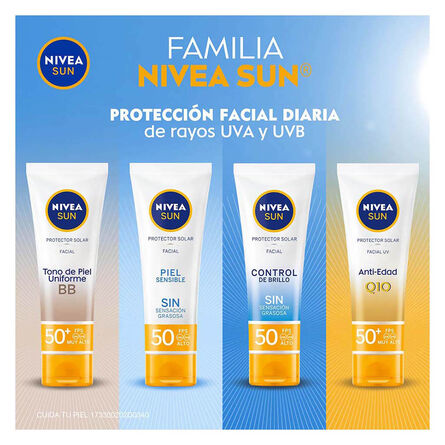 Protector Solar Facial Nivea Sun para Piel Sensible FPS 50+ 50 ml image number 7