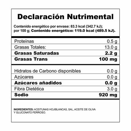 Aceitunas negras Búfalo drenadas 70 g image number 1
