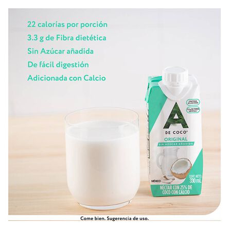 Néctar con 25% de coco Original A de Coco 330 ml image number 2