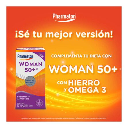 Suplemento Alimenticio para Mujer Pharmaton Woman 50+ 30 cápsulas 750 mg image number 2