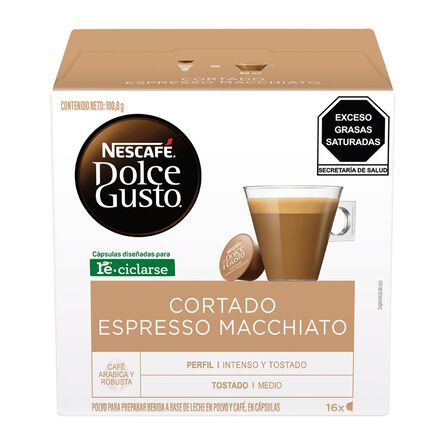 Nescafé Dolce Gusto Espresso Macchiato Cortado en Cápsulas Coffee Capsules  With Milk, 6.3 g / 0.22 oz each (box of 16)