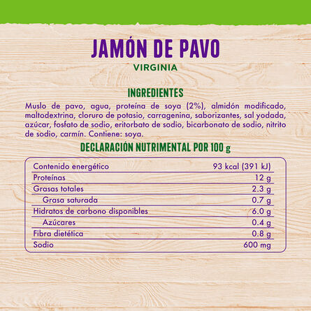 Jamón de Pavo Virginia Cuidat+ kg image number 1
