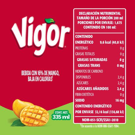 Bebida con Jugo Vigor sabor Mango Lata 335 ml image number 2
