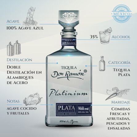 Tequila Don Ramón Plata Platinium 700 ml image number 5