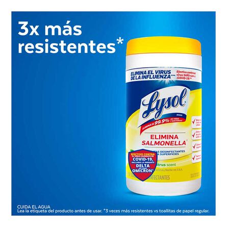 Lysol® Toallitas Desinfectantes para Superficies Citrus 80 piezas image number 2