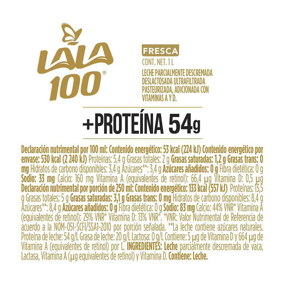 Leche Fresca Lala 100 Sin Lactosa Proteína  1 lt image number 2