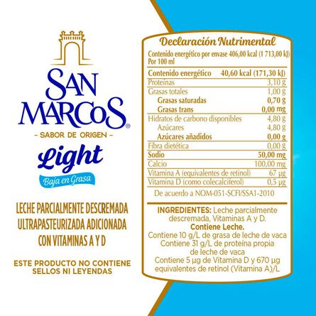 Leche Light UHT San Marcos 1 Lt image number 2