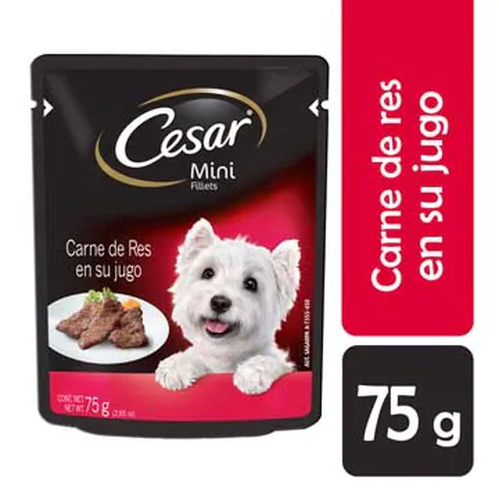 Alimento para perro Cesar mini Fillets carne de res en Su Jugo 75 g image number 0