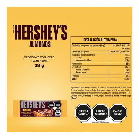 Chocolate Hersheys Con Leche y Almendras 38 gr image number 2