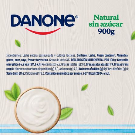 Danone Yoghurt Natural Sin Azúcar 900g image number 7