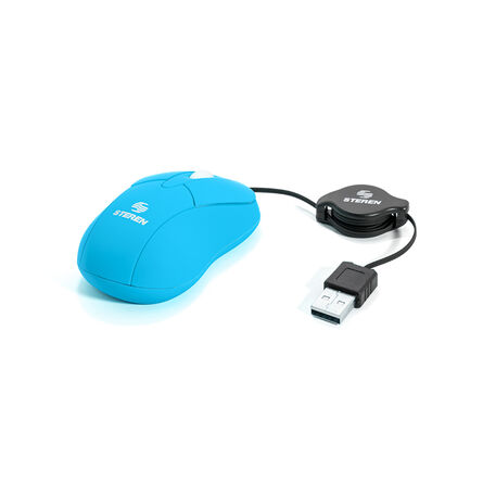 Mouse Óptico Steren COM-5253AZ USB Retráctil Azul image number 1