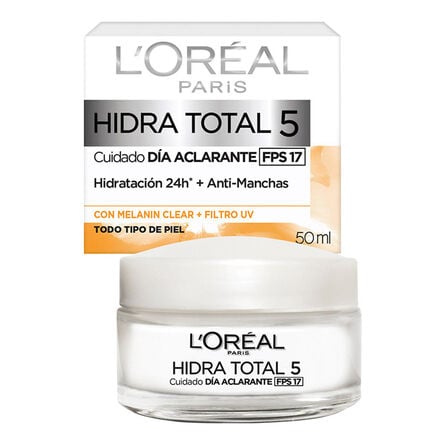 Crema Facial L'Oréal Paris Hidra Total 5 Cuidado Día Aclarante 50 Ml image number 1