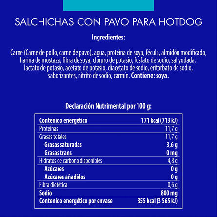 Salchicha con Pavo para Hot Dogs Fud 500 g image number 2